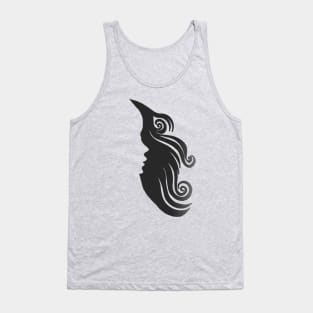 Negative Space Woman's Hair Face Silhouette Tank Top